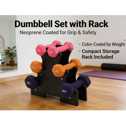 Gr8 Home 9KG Hex Dumbbell Set with Stand for Home Gym 1