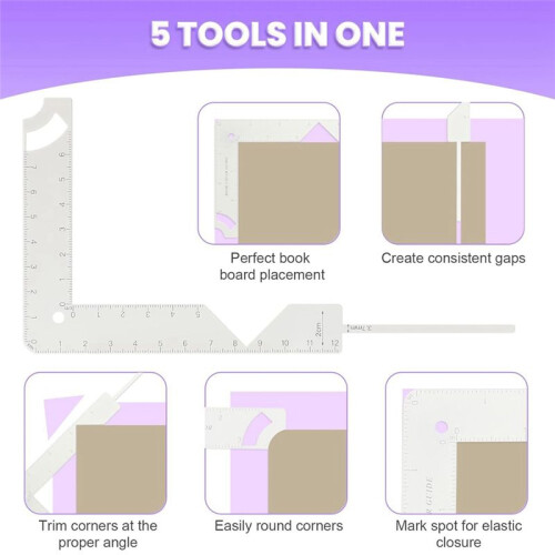 5-In-1 Book Cover Guide,Bookbinding Kit,Book Binding Kits Bookbinding Cover Tool for Making Book Cover DIY Tool 2