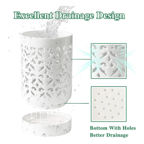 Vasos de OrquíDea com Furos, Vaso de OrquíDea de Cerâmica de 4 Polegadas para Repotting, Vaso de Plantador de Flores Interno e Externo, Branco 2