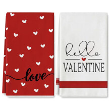 Valentijnsdag Keukendoeken Set van 2, Love Valentijnsdag Theedoeken 3D-Geprinte Handdoeken(B)