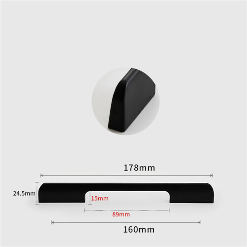 Möbelgriff 160mm Schwarz Aluminiumlegierung