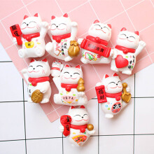 Maneki Neko sæt heldige kattefigurer søde vinkende japanske heldige lykkekat miniaturekatte ornament dekorationer held og lykke rigdom sundhed fred