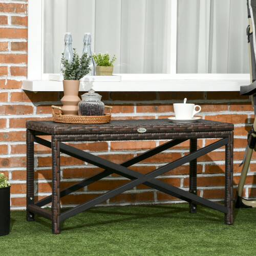 Outsunny Outsunny PE Wicker Outdoor Coffee Table, Rattan Side Table w/ Plastic Board