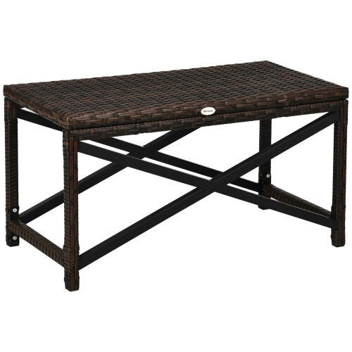 Outsunny Outsunny PE Wicker Outdoor Coffee Table, Rattan Side Table w/ Plastic Board 1
