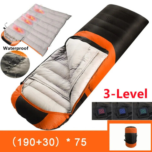 USB Heated Sleeping Bag 3-Stage Thermal Pad Orange 2