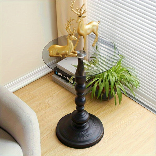 Corner Table Round Minimalist Side Table (Black) 2