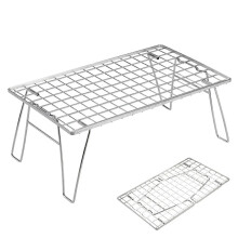 Heavy-Duty Camping BBQ Table Foldable Grill Silver