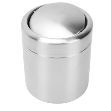 Mini cubo de basura para escritorio con tapa abatible 0,5 L acero inoxidable 12 x 14,5 cm