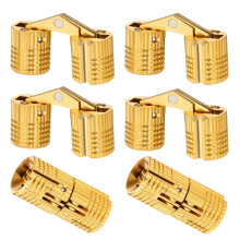 6 Pack 10mm Brass Barrel Hinges Concealed 180 Opening for Furniture Cabinets Jewelry Boxes