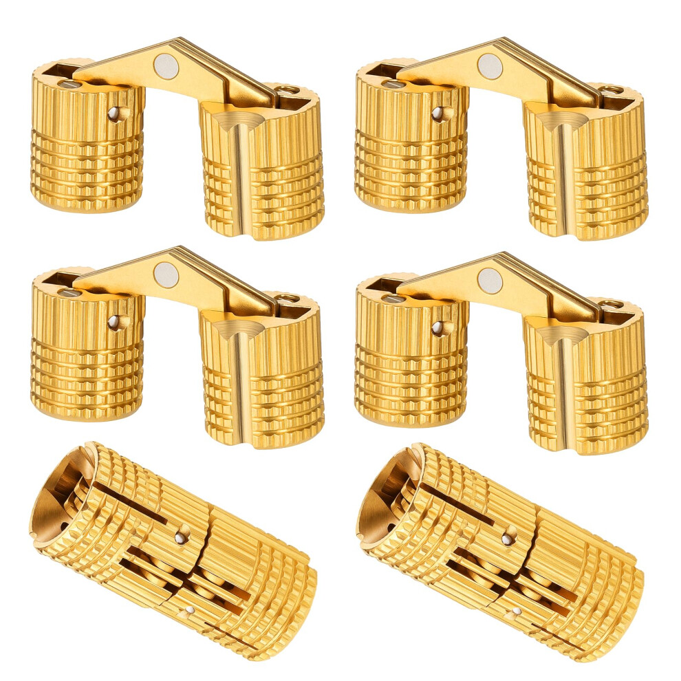 6 Pack 10Mm Brass Barrel Hinges Concealed 180 Opening For Furniture Cabinets Jewelry Boxes 9169991228600
