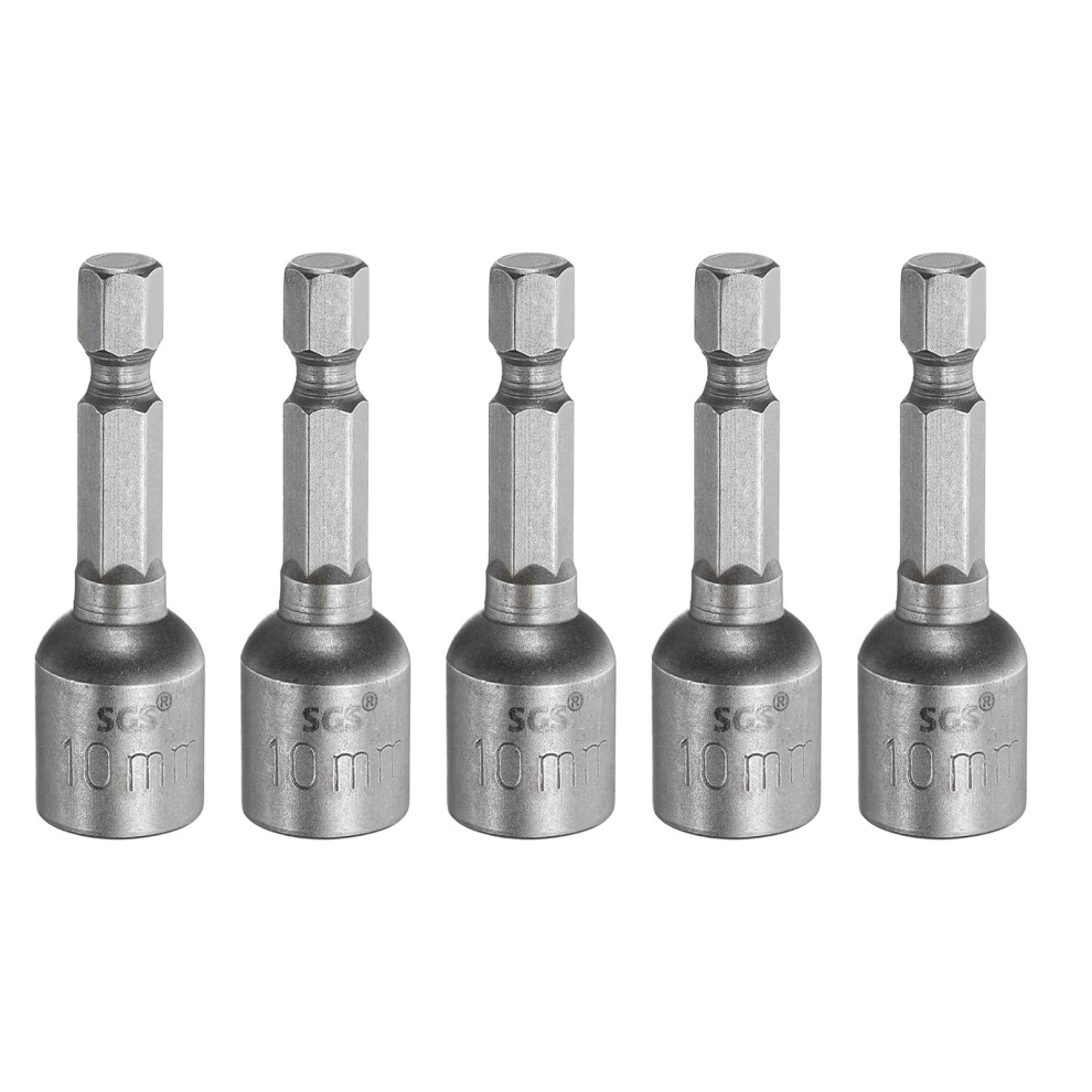 5Pcs 10Mm Magnetic Nut Driver Bit Set Crv Steel Quick Change Hex Shank 48Mm For Power Drills 9169991228716