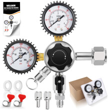 CO2 Keg Regulator Dual Stage with Dual Gauge for Kegerator CGA320 Homebrew Draft Beer Control