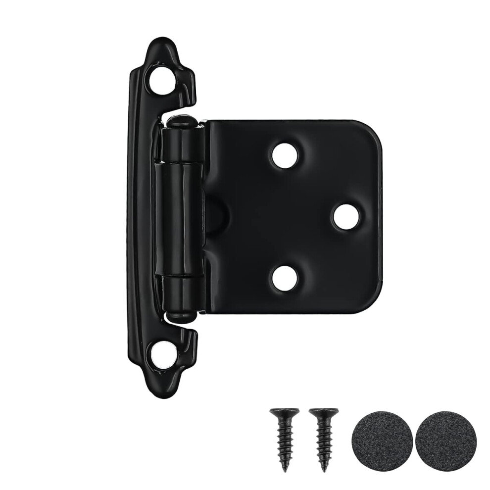 Matte Black 1/2 Inch Overlay Cabinet Door Hinges, 20 Pack Selfclosing With Door Bumpers 9169991228891