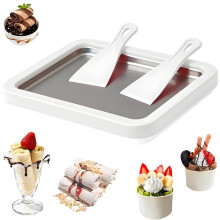 Rolled Ice Cream Maker Kit with Stainless Steel Tray, No Electricity, Quick Freeze Board with 2 Scrapers