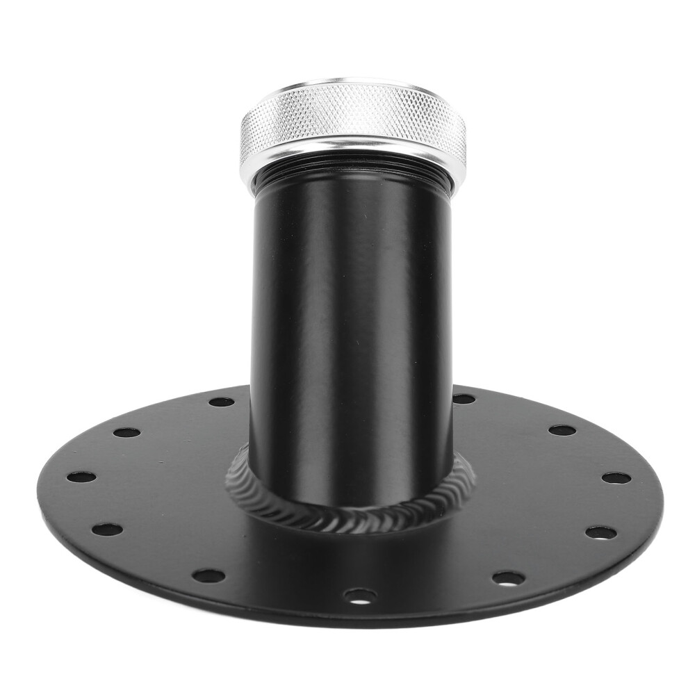 Fuel Cell Filler Neck 45 Degree 1.5In Aluminum Cap & 12 Bolt Steel Base Black 9331384938407