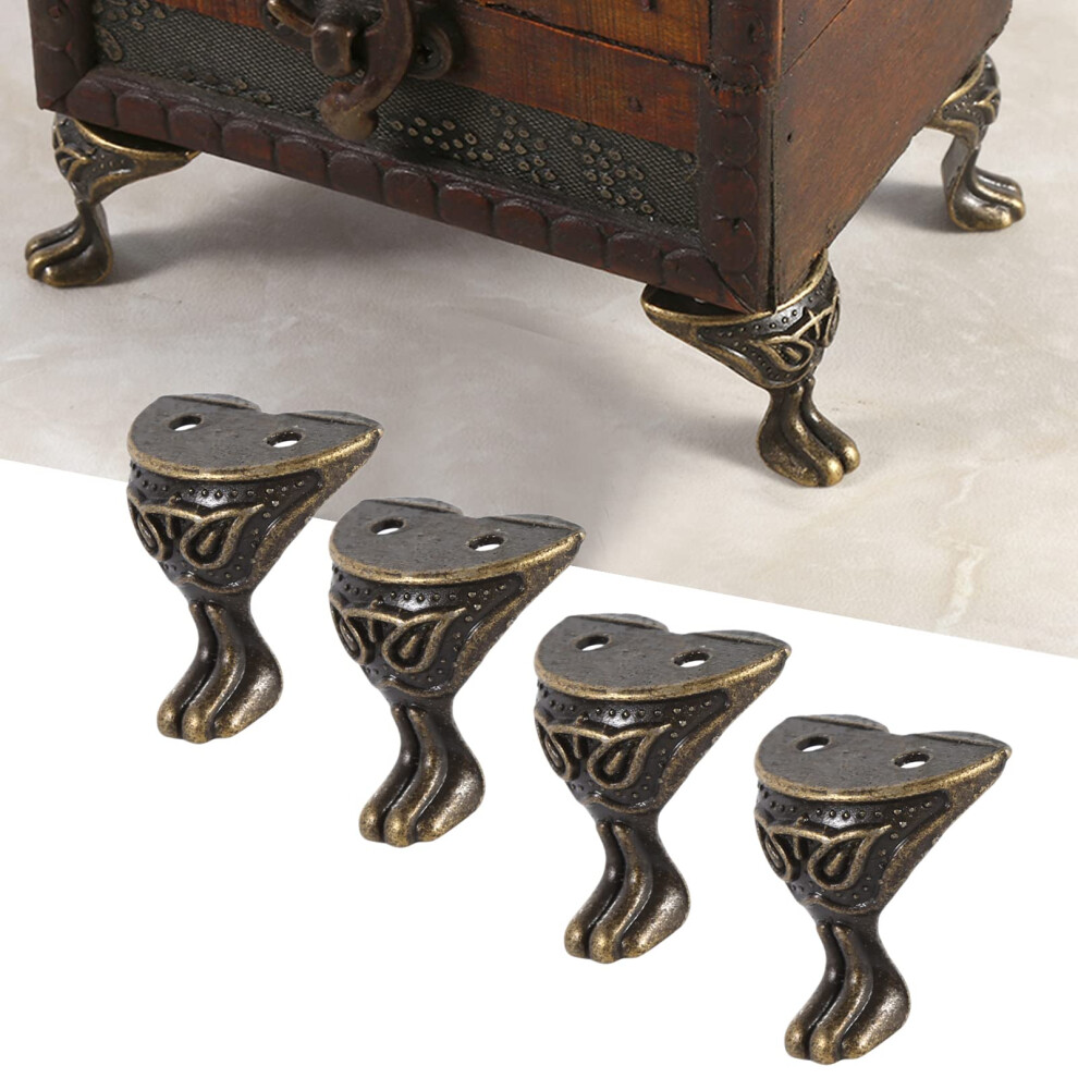 Furniture Legs 4Pcs Antique Brass Furniture Feet With Screws Vintage Bronze Corner Protectors For Cabinet And Jewelry Box 9169991229027