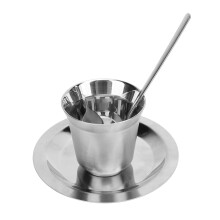 Demitasse-Tassenset 80 ml, Doppelwandig 304er Edelstahl Silber