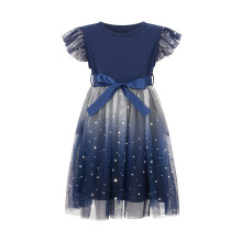 (3-4 Years, Dark Blue) Vestido de niña para verano.