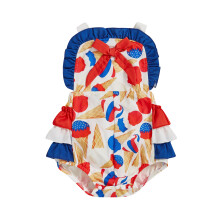 (6-9 Months, Multicolor) Baby-Mädchen-Strampler mit Eiscreme-Print und Rüschen – süßer Sommer-Jumpsuit für Neugeborene und Kleinkinder