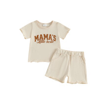 (6-12 Months, Khaki) Conjunto infantil feminino: shorts e camiseta de manga curta com estampa. Ideal para o verão.