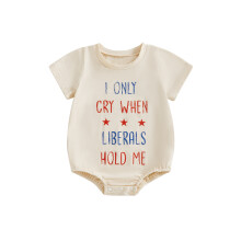 (12-18 Months, Apricot) Tutina neonati maniche corte con scollo rotondo, stampa stelle e lettere, perfetta per l'estate 4 luglio.
