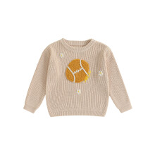 (3-4 Years, Khaki) Maglione da bambina, maniche lunghe, girocollo, rugby, fiore, caldo maglione invernale