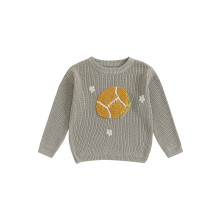 (140, GRAY) Maglione da bambina, maniche lunghe, girocollo, rugby, fiore, caldo maglione invernale