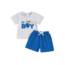 (12-18 Months, Blue) Conjunto de aniversário duas peças.