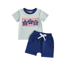 (0-6 Months, Blue) Conjunto infantil masculino (2 peças).