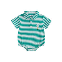 (6-12 Months, Green) Tutina da neonato a maniche corte con colletto a revers e stampa a righe, ideale per giocare a golf.