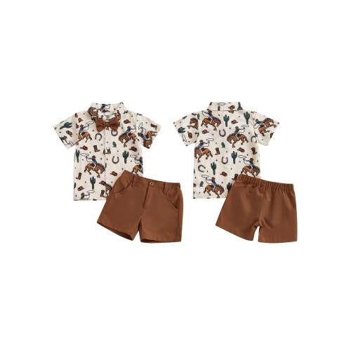 (2-3 Years, Beige) Conjunto de verão com botões. 1