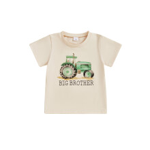 (3-4 Years, Khaki) Zomerse T-shirts voor peuters en kleine jongens met tractorprint, korte mouwen, ronde hals, casual streetwear