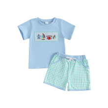 (6-7 Years, Blue) Conjunto de verano (2 piezas).