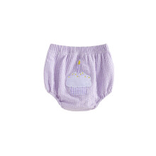 (12-18M, PURPLE) Spodenki urodzinowe dla chłopców i dziewczynek z gumką, haftem w kształcie tortu/kaczki, z PP