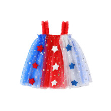 (2-3 Years, Red) Vestido de niña para el 4 de julio, rojo, blanco y azul, sin mangas, de tul, corte en A, ideal para verano.
