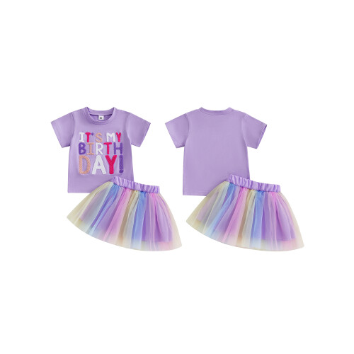 (12-18 Months, Purple) Σετ 2 τεμαχίων με κέντημα. 1