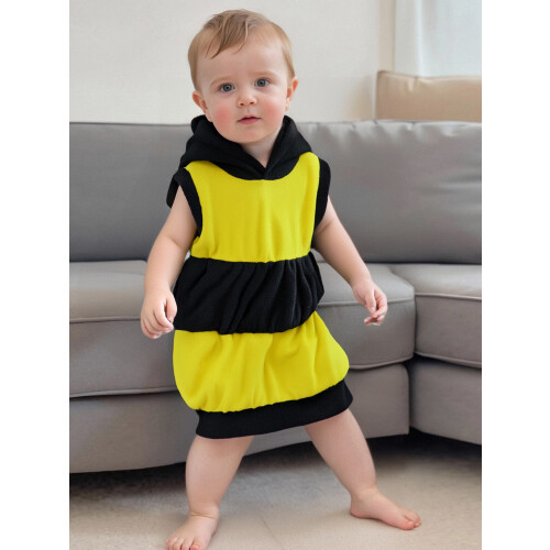 (4-5 Years, Yellow) Παιδική Στολή Μέλισσας Cosplay Αμάνικος Φανέλα με Κουκούλα για Halloween 2