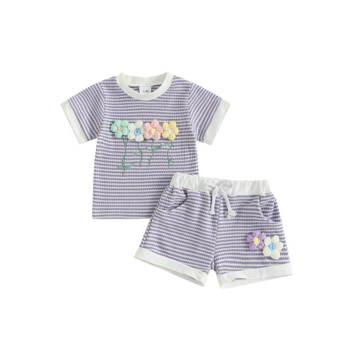 (4-5Y, PURPLE) Completo estivo per 2 pezzi.