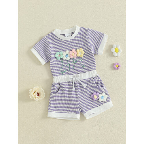 (4-5Y, PURPLE) Completo estivo per 2 pezzi. 2