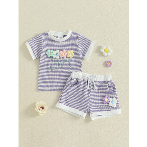 (2-3Y, PURPLE) Completo estivo per 2 pezzi. 2