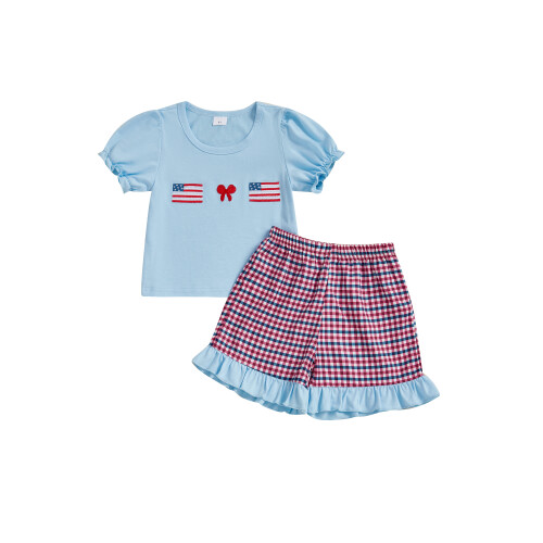 (4 Years, Blue) Conjunto para meninas de julho.