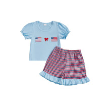 (6-12 Months, Blue) Conjunto para meninas de julho.