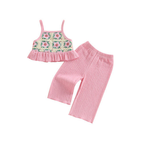 (18-24 Months, Pink 2) Σετ 2 τεμαχίων φαρδιά παντελόνια.