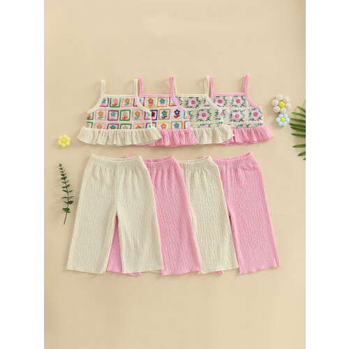 (18-24 Months, Apricot) Σετ 2 τεμαχίων φαρδιά παντελόνια. 2