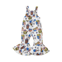 (18-24 Months, White) Tutina patriottica per neonata, casual estiva, con stampa hamburger, senza maniche e taglio svasato, per neonata.
