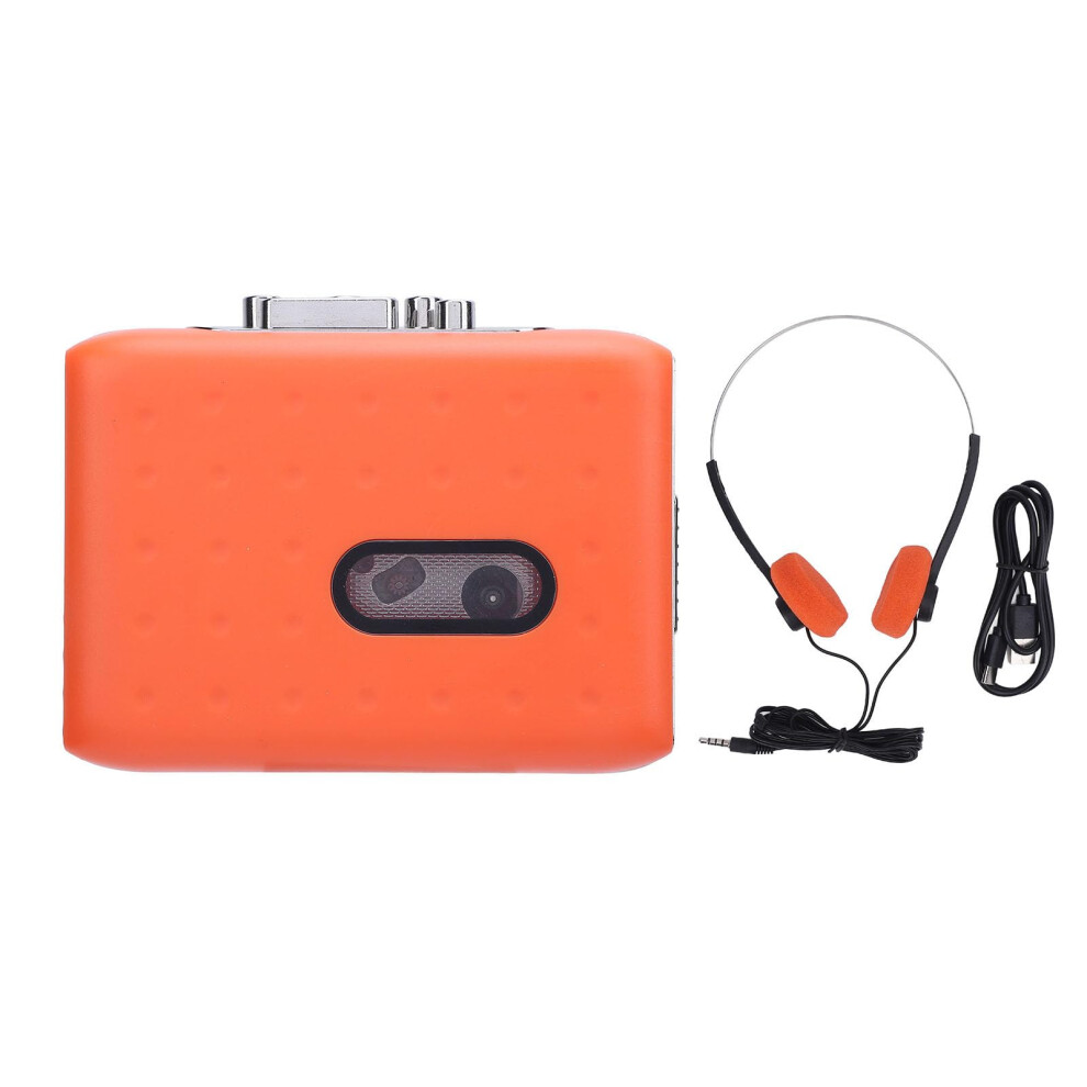 Cassette Player Recorder With Builtin Microphone, Usb Cassette To Mp3 Converter With Headphones, Orange 9771547207702
