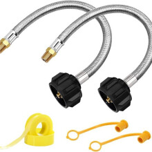 1/4 NPT RV Propane Hose, 15 Inch Stainless Steel Braided Propane Tank Pigtail Connector for Two-Stage Regulator 2 Pack