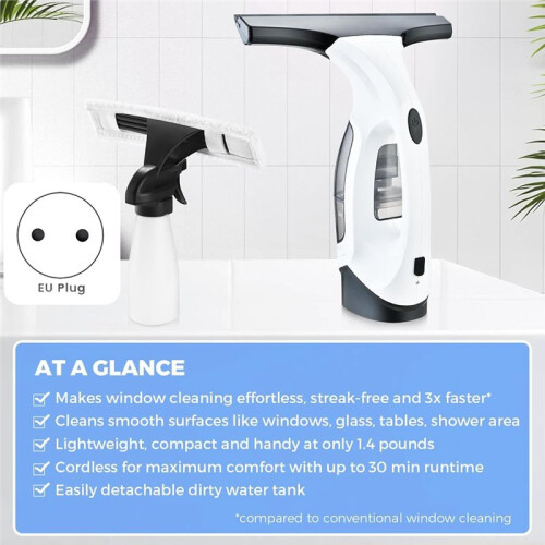 Cordless Window Vacuum Cleaner, Window Cleaner Squeegee Tool Set, Electric Windown Cleaning Tool EU Plug 1