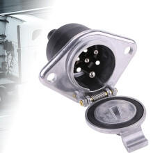 7 Pin Trailer Wiring Connector 24V Metal Rubber Heavy Duty Plug for Lights and Weather Resistance