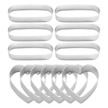 12 Aros para Bolo, 6 Formas Ovais para Torta e 6 Formas Ovais em Formato de Coração para Torta, Sobremesa Francesa, Mousse e Aro para Bolo.